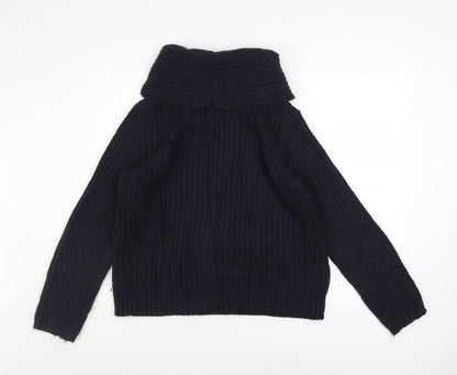 White Stuff Women’s Black Chunky Knit Cowl Neck Jumper Size 12