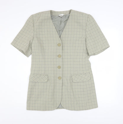 Klass Collection Women's Beige Check Short Sleeve Blazer Size 10