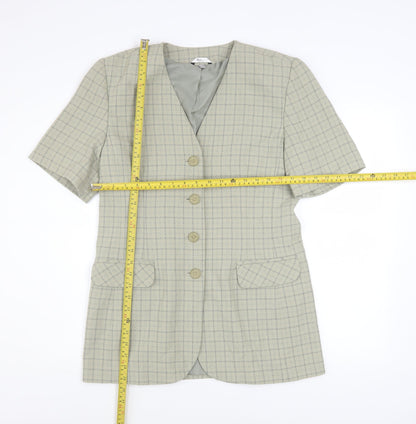 Klass Collection Women's Beige Check Short Sleeve Blazer Size 10