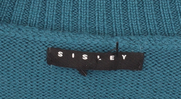 Womens UK Size L Sisley Blue Cardigan Jumper