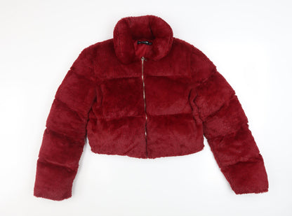 Womens UK Size 10 PRETTYLITTLETHING Red Puffer Jacket