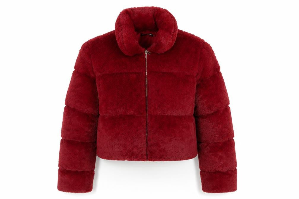 Womens UK Size 10 PRETTYLITTLETHING Red Puffer Jacket