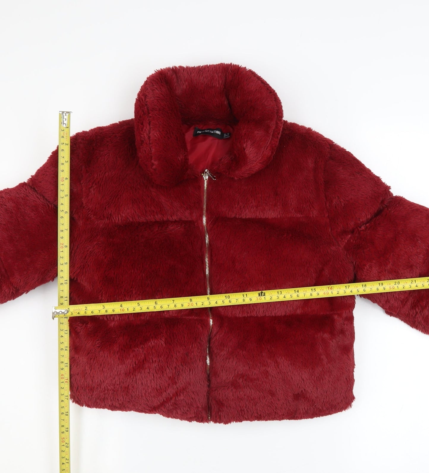 Womens UK Size 10 PRETTYLITTLETHING Red Puffer Jacket