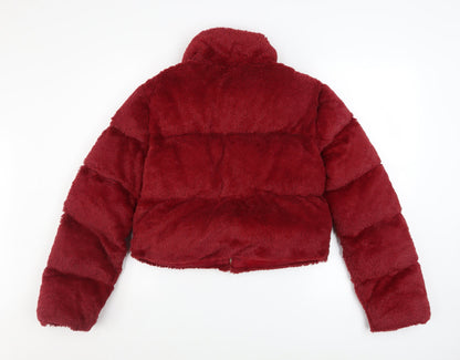 Womens UK Size 10 PRETTYLITTLETHING Red Puffer Jacket