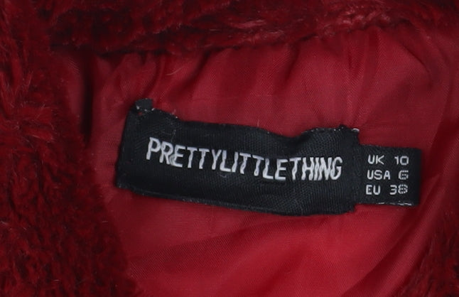 Womens UK Size 10 PRETTYLITTLETHING Red Puffer Jacket