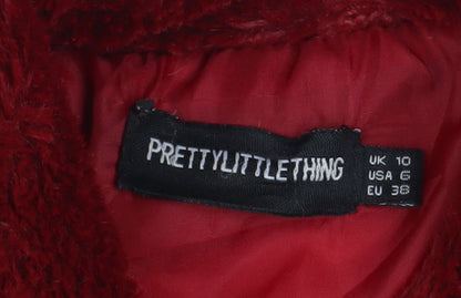 Womens UK Size 10 PRETTYLITTLETHING Red Puffer Jacket