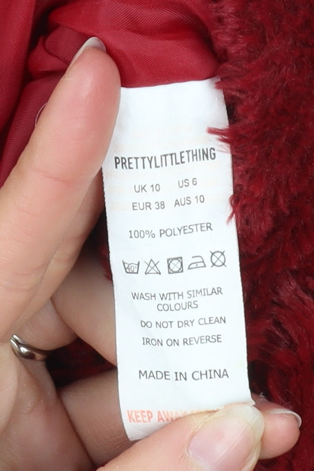Womens UK Size 10 PRETTYLITTLETHING Red Puffer Jacket