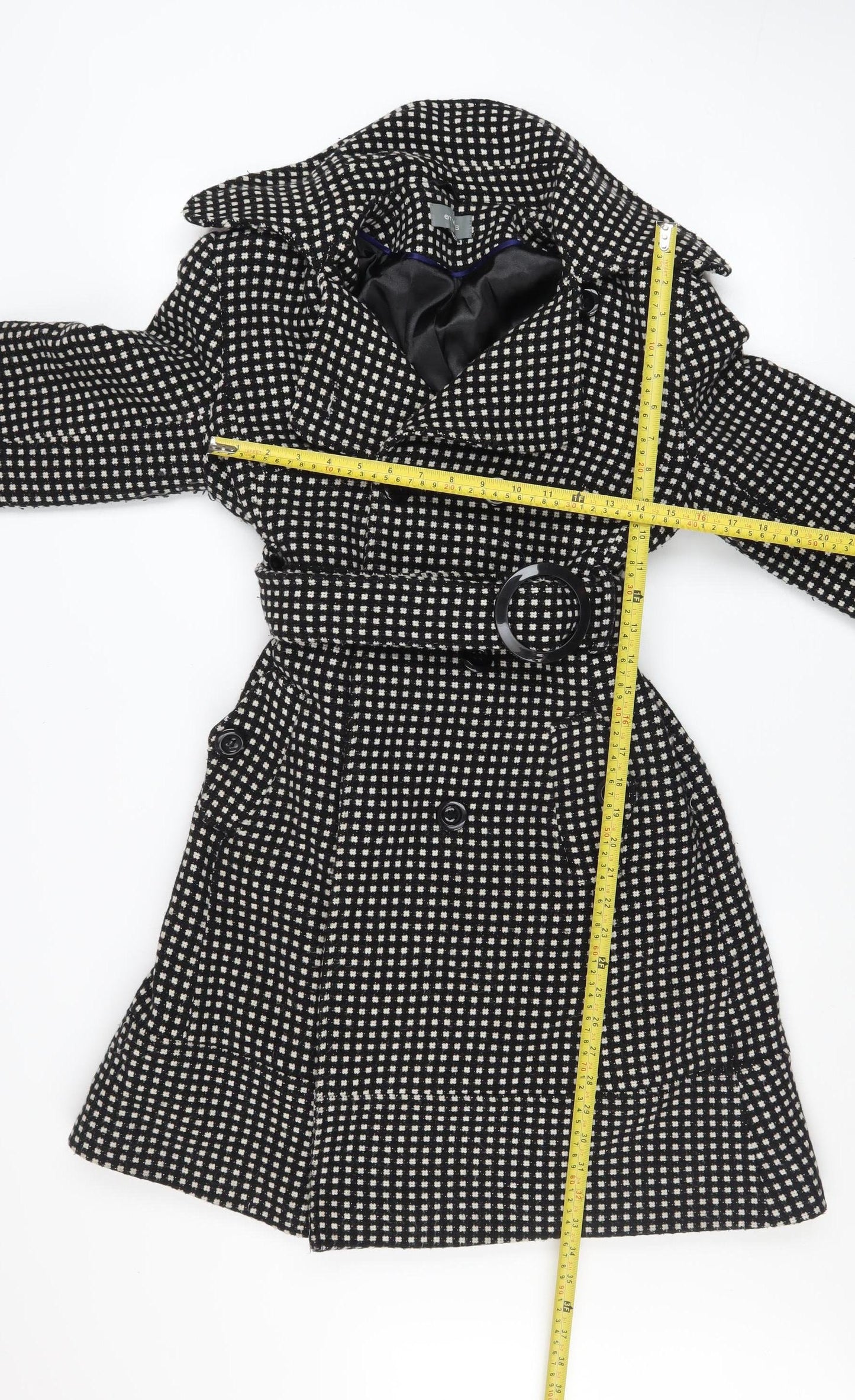Womens UK Size 12 Et Vous Black Trench Coat