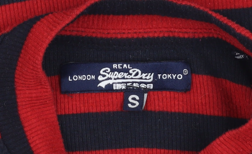 Womens UK Size S Superdry Red Cropped T-Shirt