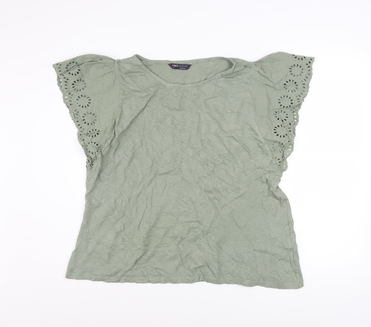 Womens UK Size 16 Marks and Spencer Green Basic T-Shirt