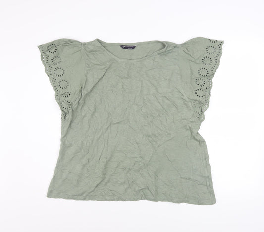 Womens UK Size 16 Marks and Spencer Green Basic T-Shirt