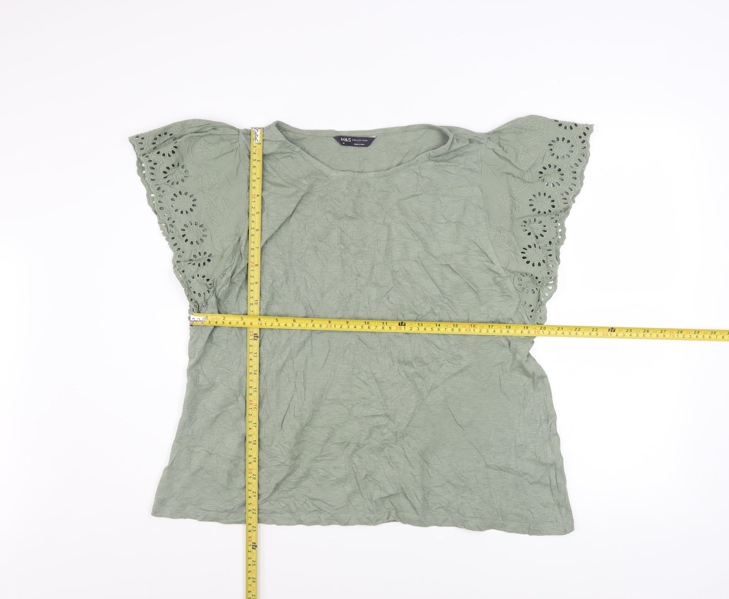 Womens UK Size 16 Marks and Spencer Green Basic T-Shirt