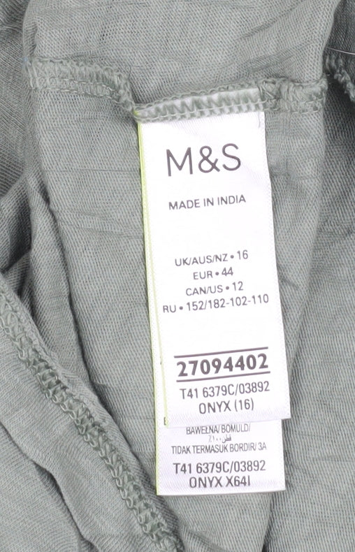 Womens UK Size 16 Marks and Spencer Green Basic T-Shirt