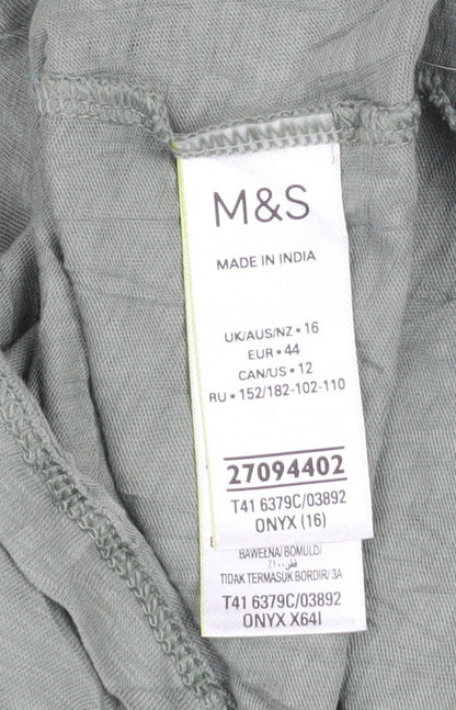 Womens UK Size 16 Marks and Spencer Green Basic T-Shirt