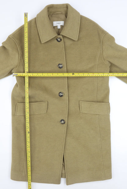 Marks and Spencer Women’s Beige Wool Blend Mid-Length Coat Size 8