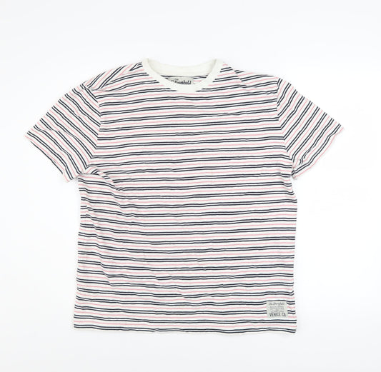 The Stronghold Men’s Multicoloured Striped Cotton Crew Neck T-Shirt M