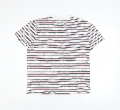 The Stronghold Men’s Multicoloured Striped Cotton Crew Neck T-Shirt M