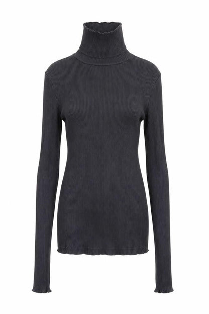 Fat Face Women’s Grey Roll Neck Long Sleeve Ribbed Top Size 10