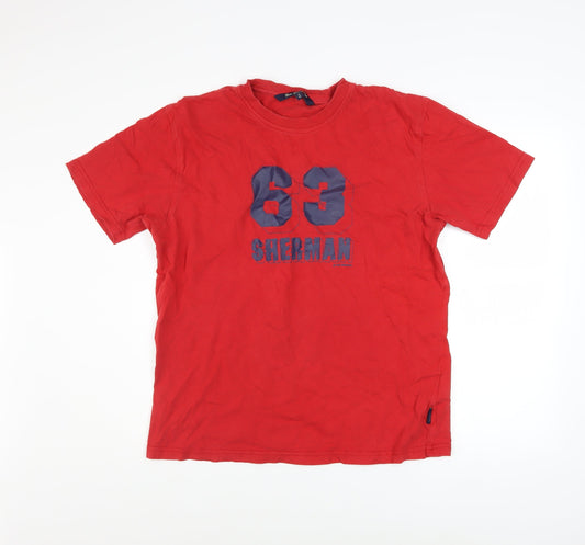 Ben Sherman Men's Red XL Graphic Crew Neck Cotton T-Shirt
