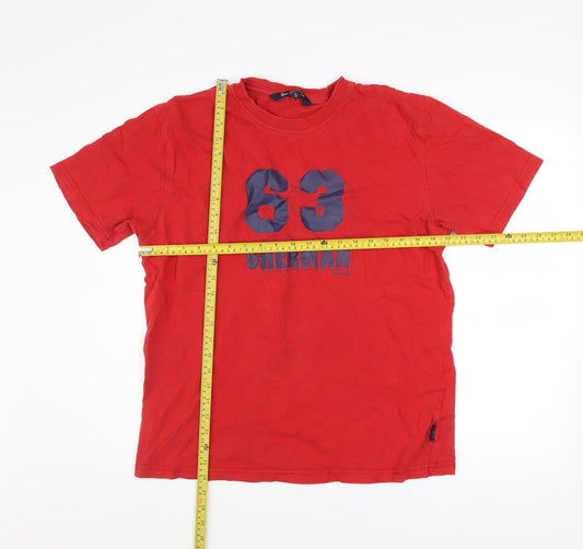 Ben Sherman Men's Red XL Graphic Crew Neck Cotton T-Shirt