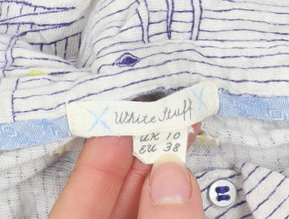 Womens UK Size 10 White Stuff Blue Casual Button-Up