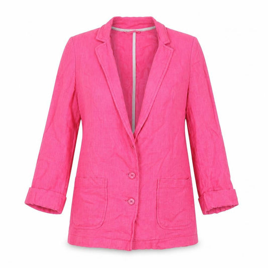 Topshop Women's Pink Linen Blazer Jacket UK 8 3/4 Sleeve