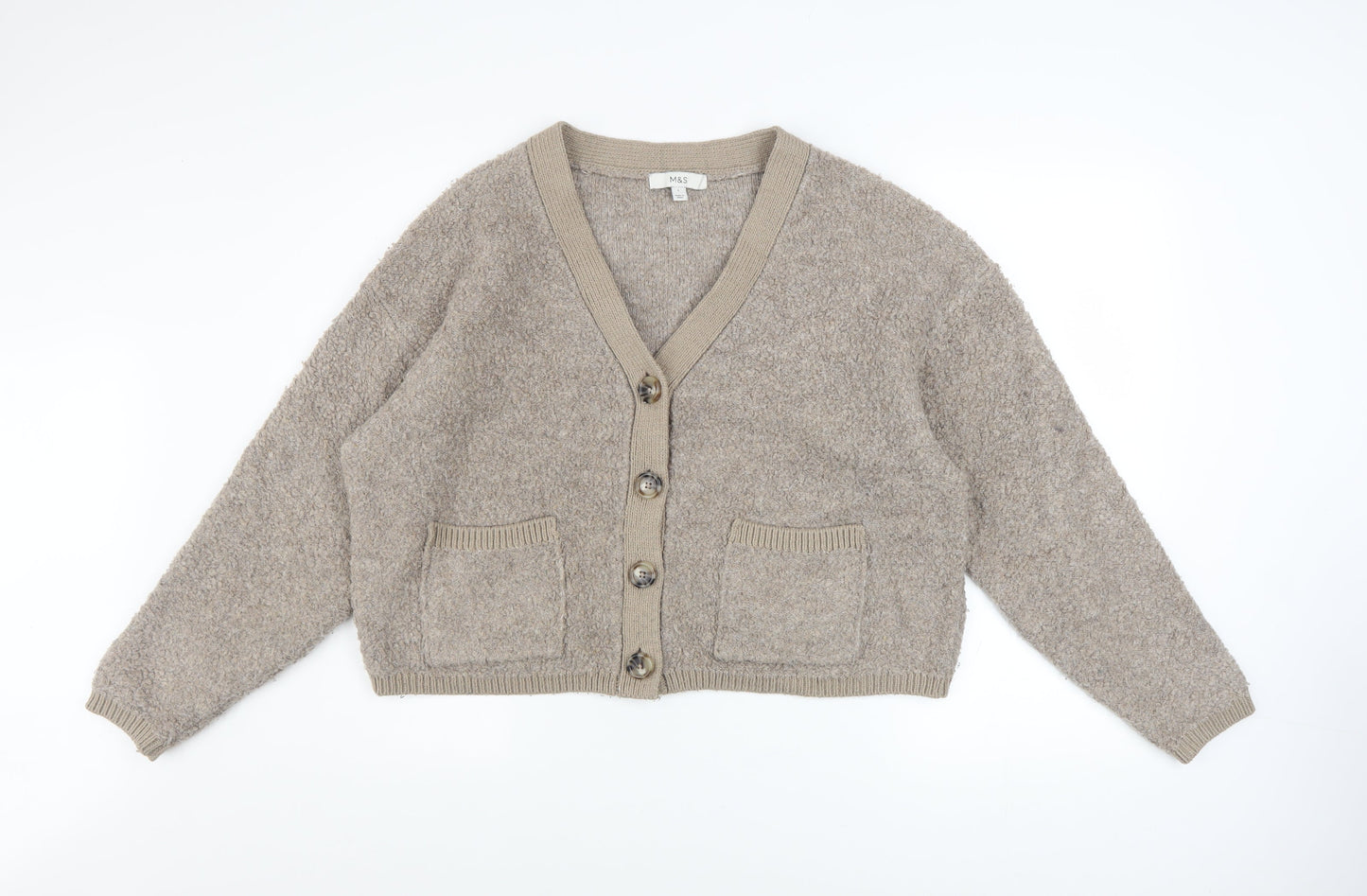 Womens UK Size L Marks and Spencer Beige Cardigan Jumper