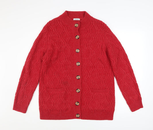 Womens UK Size L Damart Red Cardigan Jumper