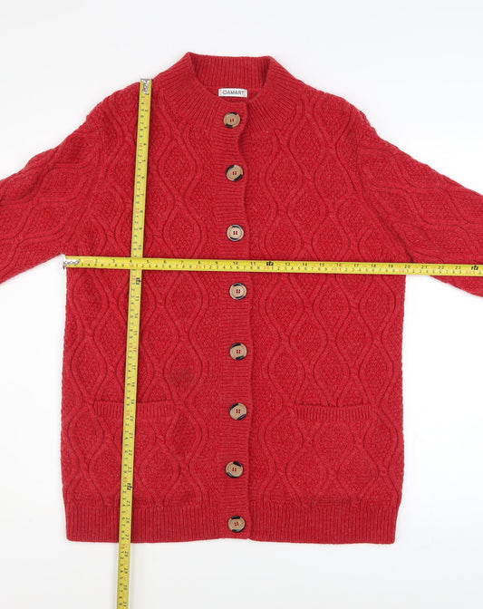 Womens UK Size L Damart Red Cardigan Jumper