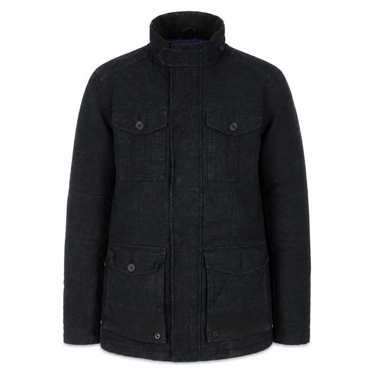 Front view of Easy Men’s Black Military Style Cotton Jacket, size S