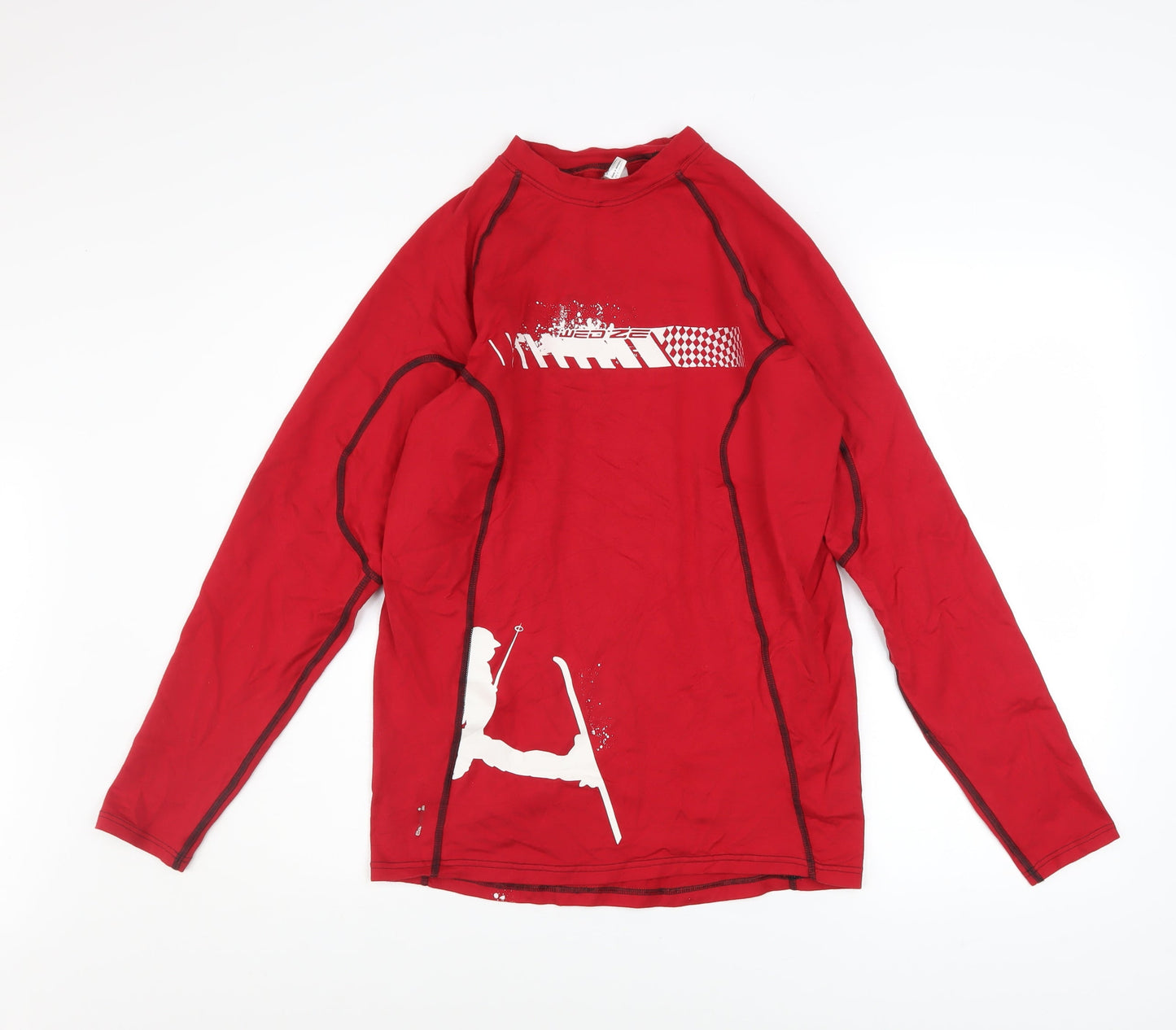 Mens UK Size M DECATHLON Red SkiingWinterSnow Sports T-Shirt