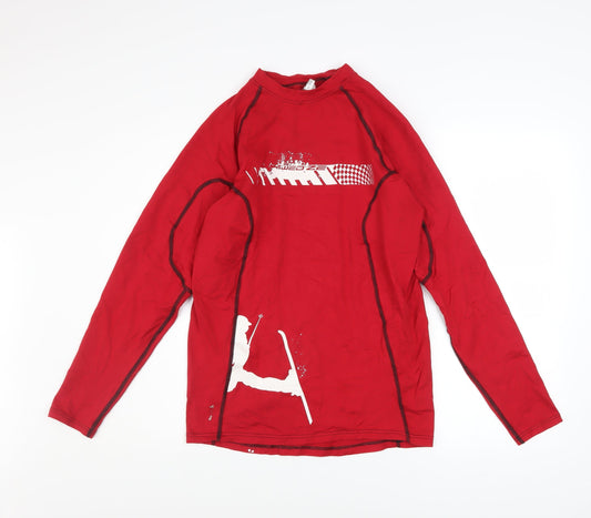 Mens UK Size M DECATHLON Red SkiingWinterSnow Sports T-Shirt