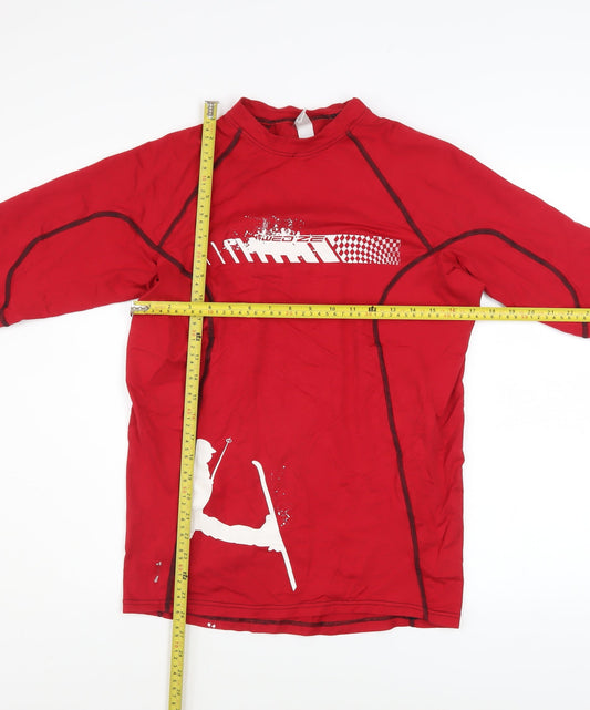Mens UK Size M DECATHLON Red SkiingWinterSnow Sports T-Shirt