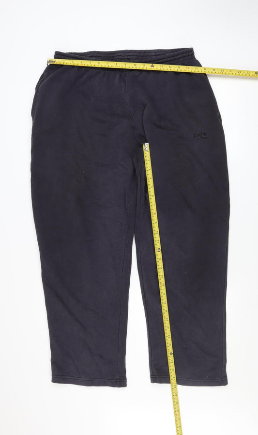 Mens UK Size 2XL Cotton Traders Regular Fit Sweatpants Black Trousers