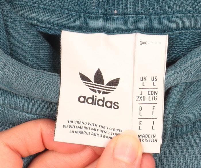 Mens UK Size L adidas Blue Pullover Hoodie