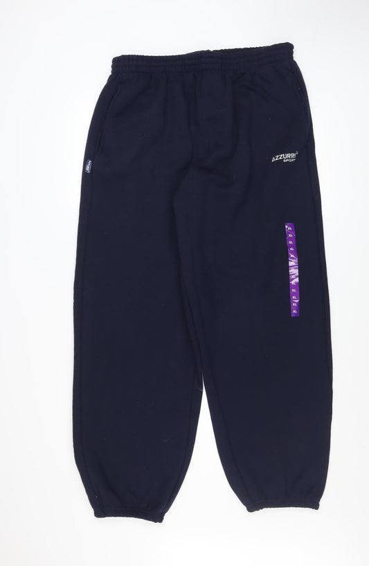 Mens UK Size XL Azzurri Sport Regular Fit Sweatpants Blue Trousers