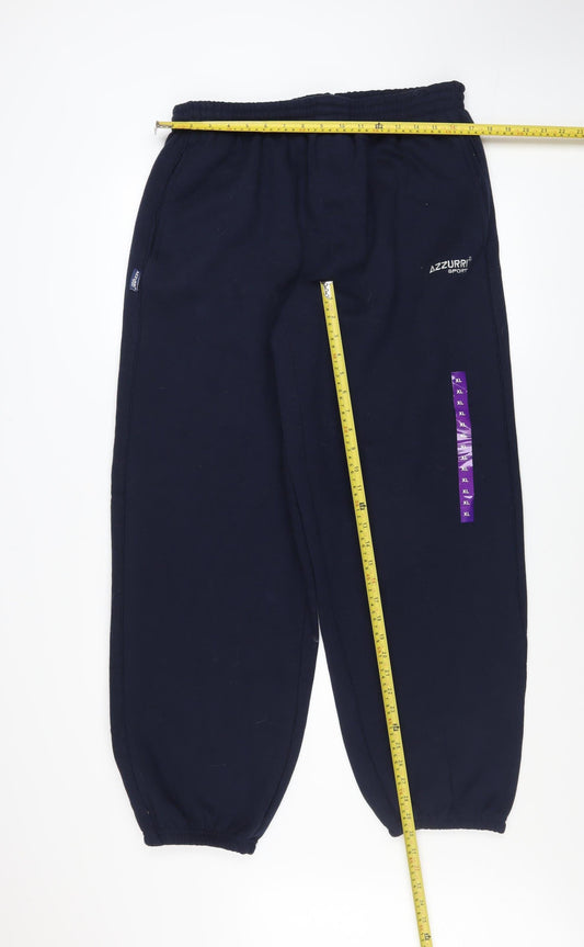 Mens UK Size XL Azzurri Sport Regular Fit Sweatpants Blue Trousers