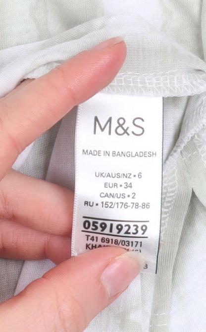 Womens UK Size 6 Marks and Spencer Green Basic T-Shirt