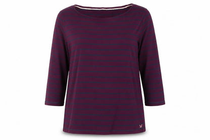 Front view of Crew Clothing Multicoloured Striped 3/4 Sleeve Cotton T-Shirt, size 16
