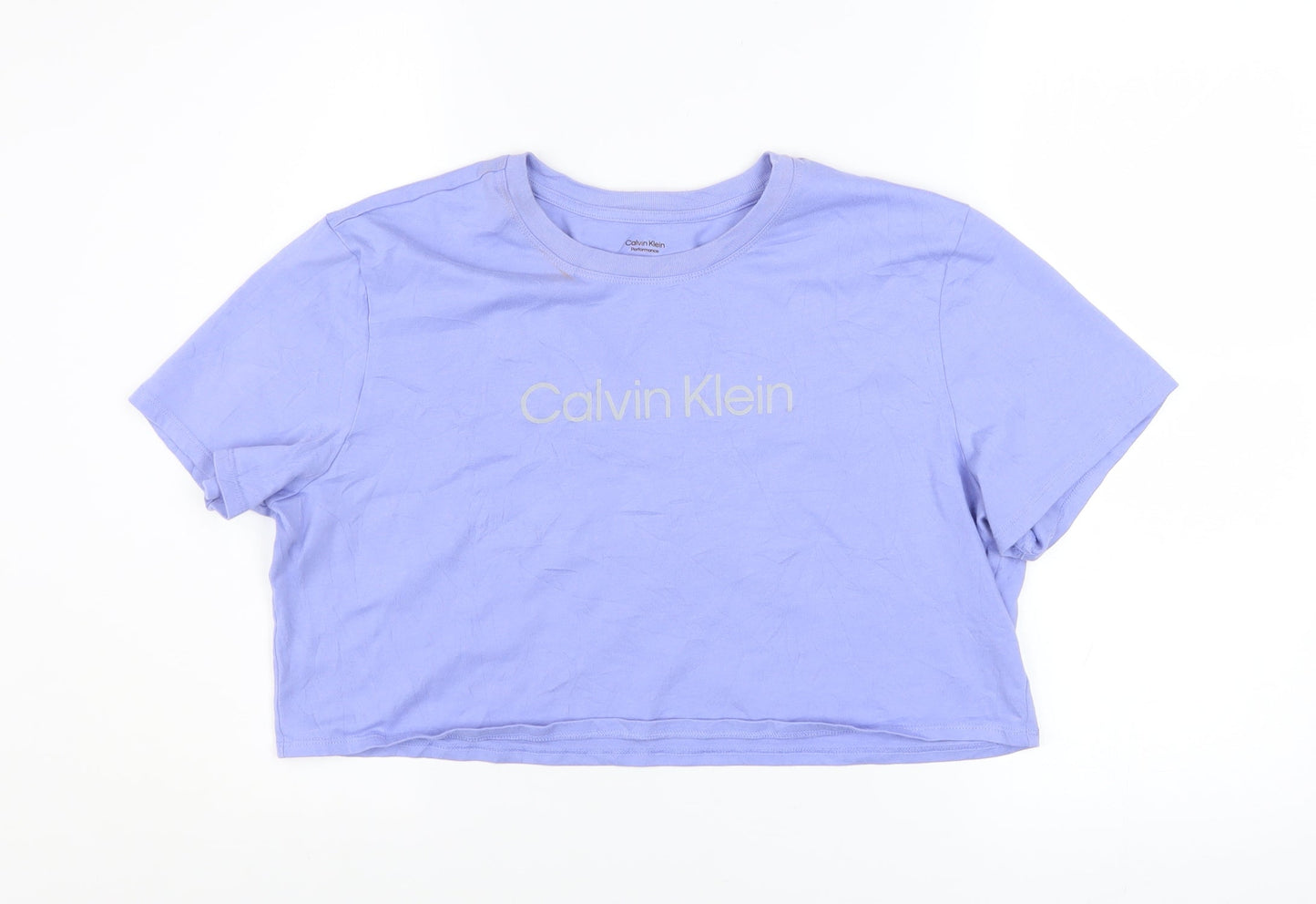 Womens UK Size XL Calvin Klein Purple Cropped T-Shirt