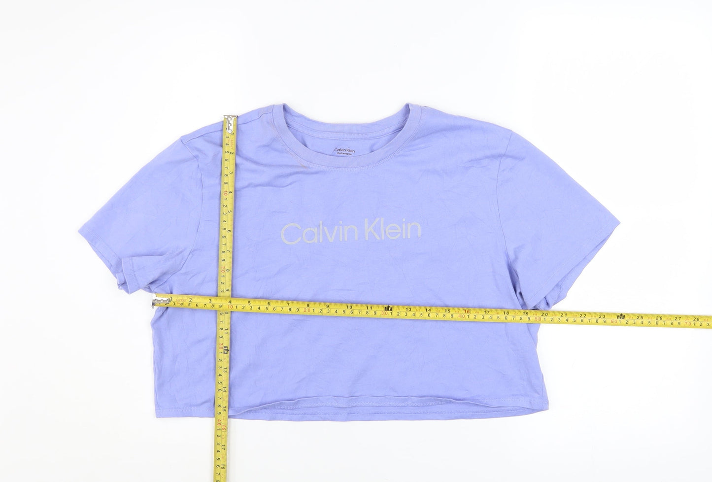 Womens UK Size XL Calvin Klein Purple Cropped T-Shirt