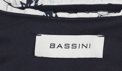 Bassini Women’s Black Floral Striped Tunic Blouse M