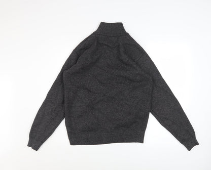 Foglie Rosse Men's Grey Wool Blend Full Zip Knit Jacket M