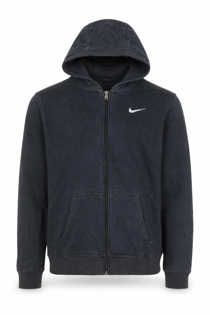 Front view of Nike Teens Black Full Zip Hoodie XL 13–15yrs Cotton Blend Fleece