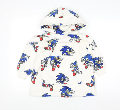 Marks and Spencer Boys White Sonic the Hedgehog Fleece Hooded Robe 3-4 Years
