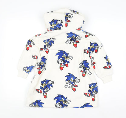 Marks and Spencer Boys White Sonic the Hedgehog Fleece Hooded Robe 3-4 Years
