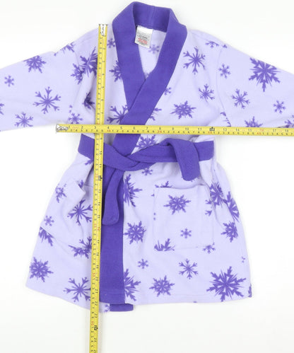 Disney Frozen Girls Purple Fleece Robe 3-4 Years Belted Long Sleeve