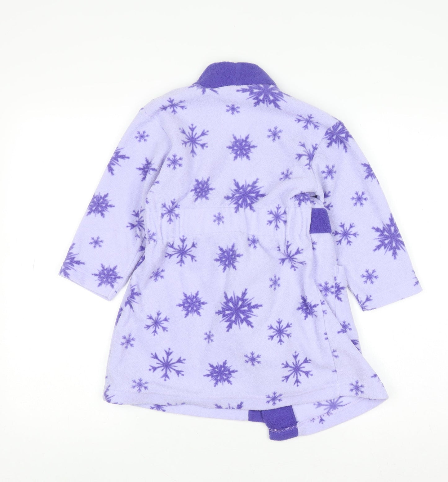 Disney Frozen Girls Purple Fleece Robe 3-4 Years Belted Long Sleeve