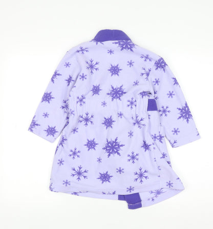 Disney Frozen Girls Purple Fleece Robe 3-4 Years Belted Long Sleeve