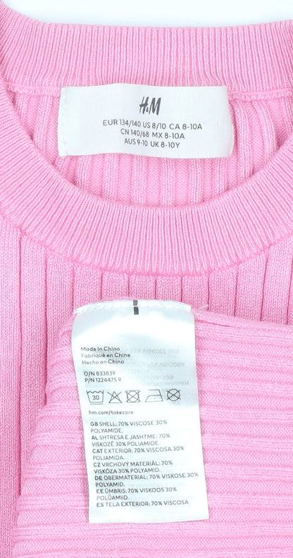 Teens UK Size 8 H&M Pink Basic T-Shirt